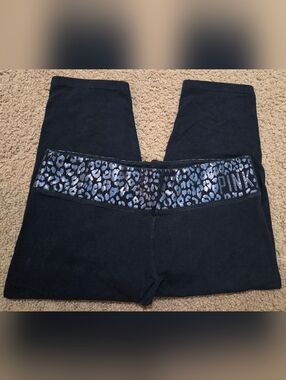 PINK Victoria's Secret Large Vintage Leopard Rhinestone Cropped Leggings HTF